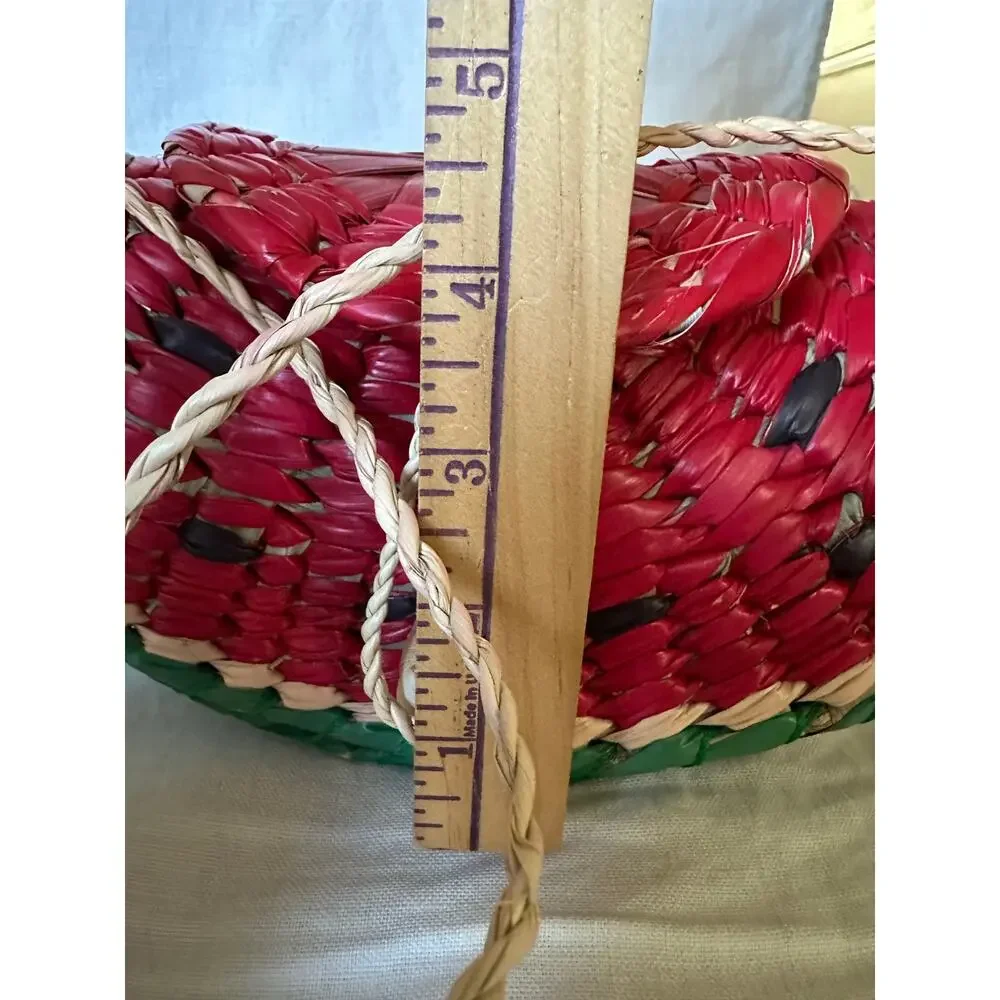 Straw Purse Watermelon Shoulder Crossbody Red fun handmade summer unique woven